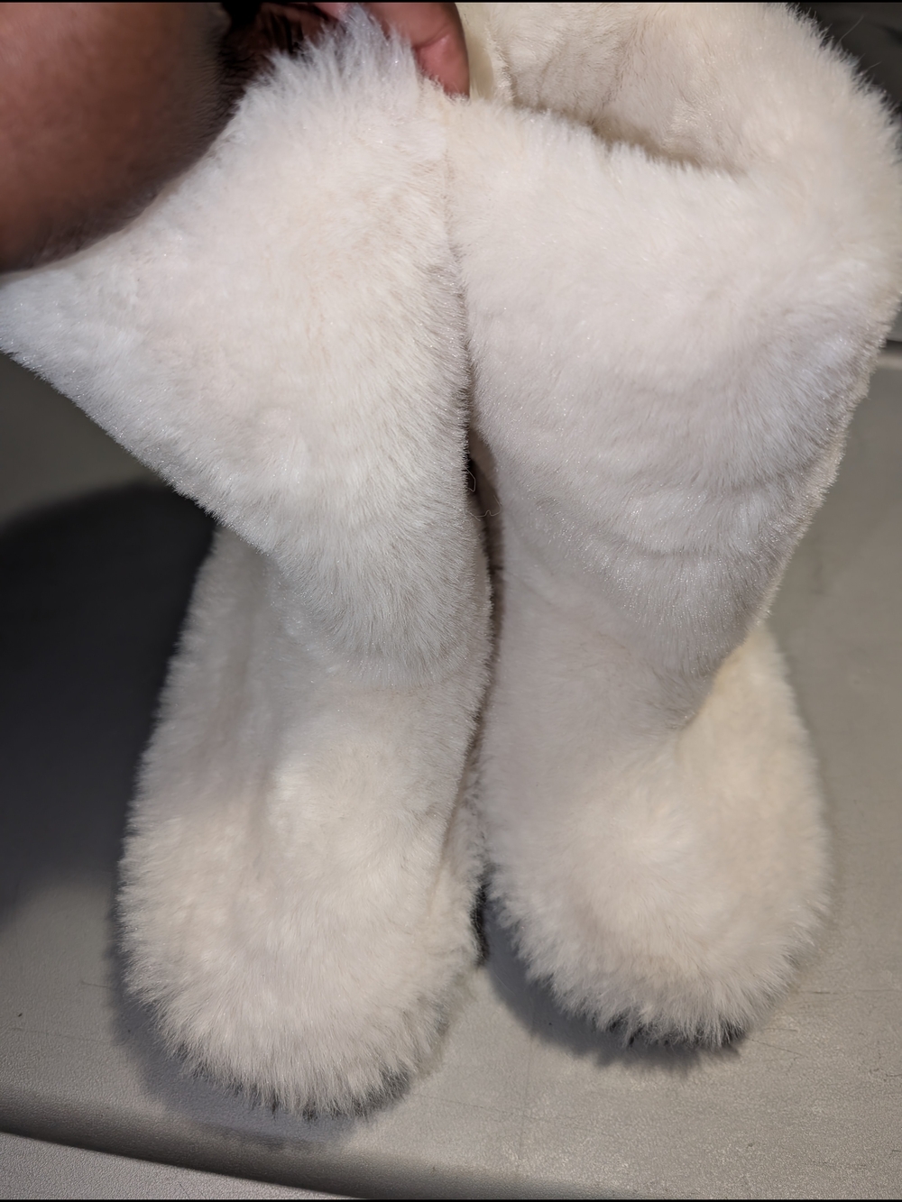 Women's Plush Faux Fur Winter House  Boots - Cream
